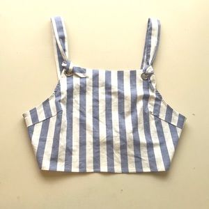 Blue and white crop top